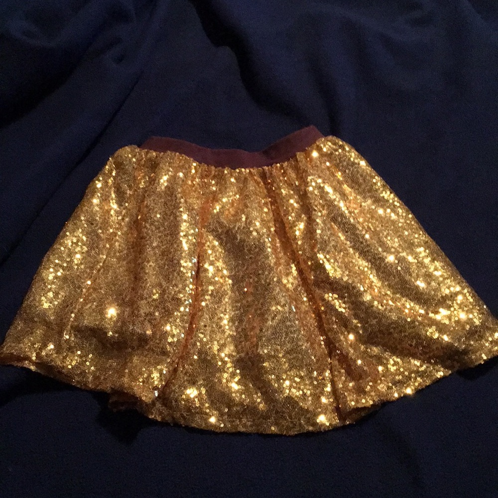 Girls Sequined Skirt - Gold - Size XXXL (10/12)